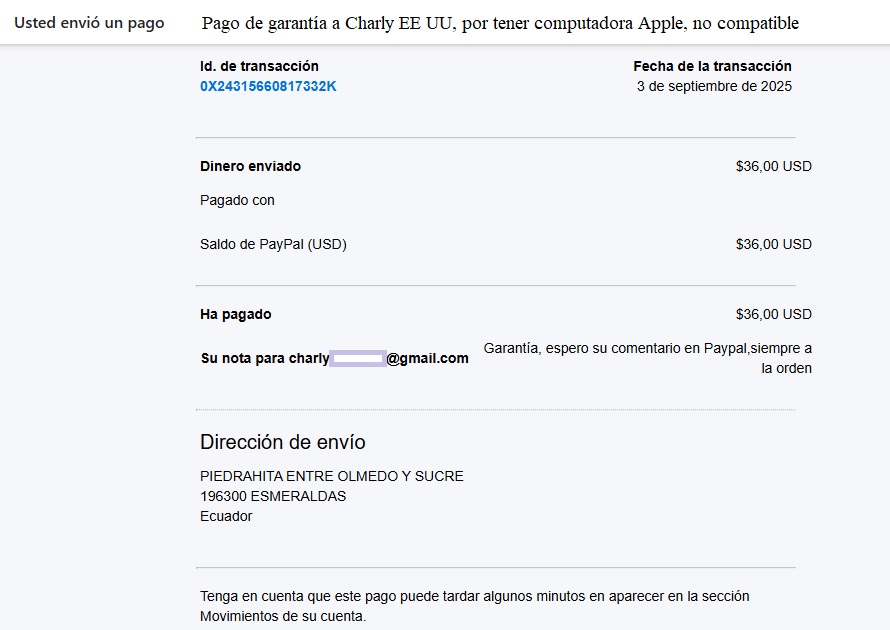 Ejemplo real de nuestra garantía